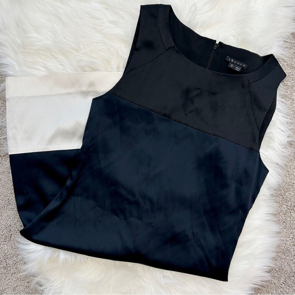 THEORY Silk Dress Womens Size 0 Colorblock Career Event Holiday Cocktail Capsule